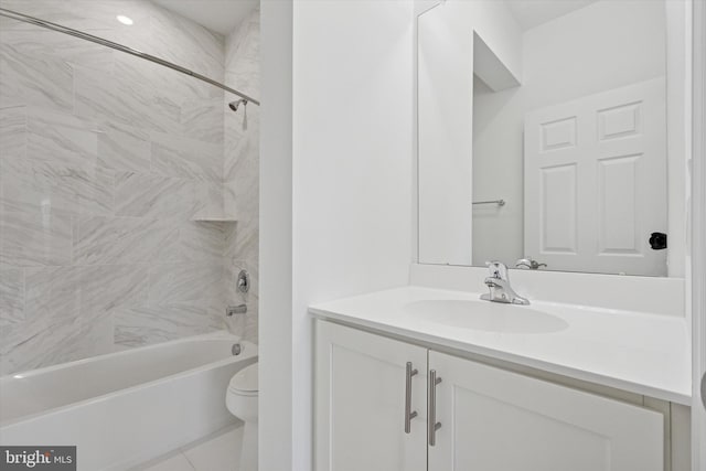 16423 River View Dr, Bristol, PA 19007 - bathroom with toilet, vanity, washtub / shower combination, and tile patterned floors