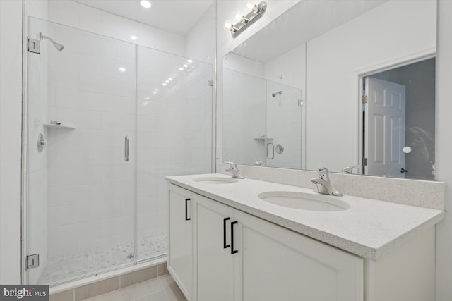 16423 River View Dr, Bristol, PA 19007 - bathroom with a stall shower, double vanity, and recessed lighting