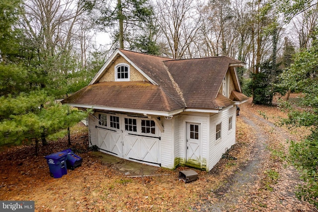 exterior space featuring a garage