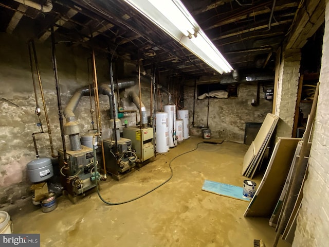 basement featuring electric water heater