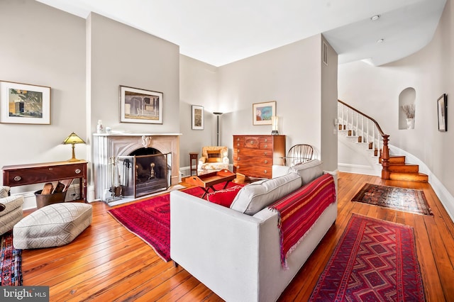 living room with wood-type flooring