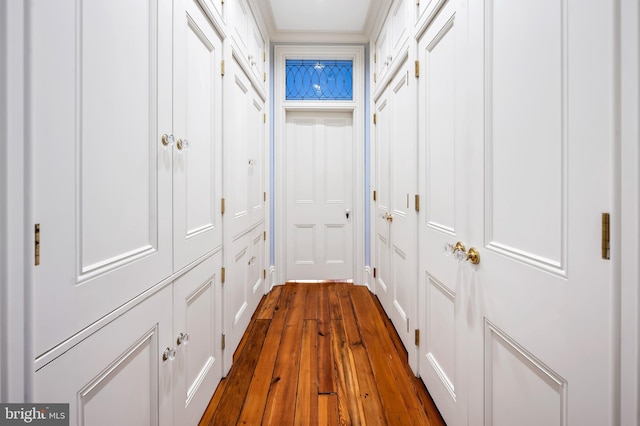 hallway featuring dark hardwood / wood-style floors