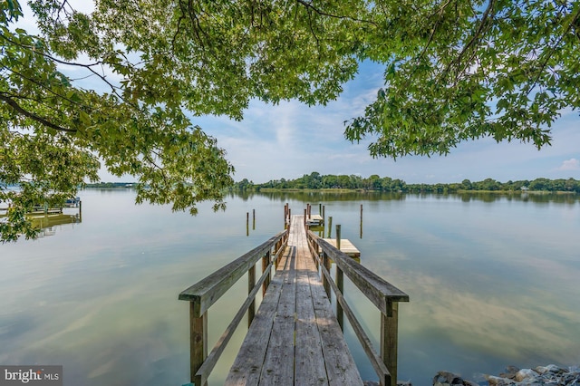 view of dock featuring a water view