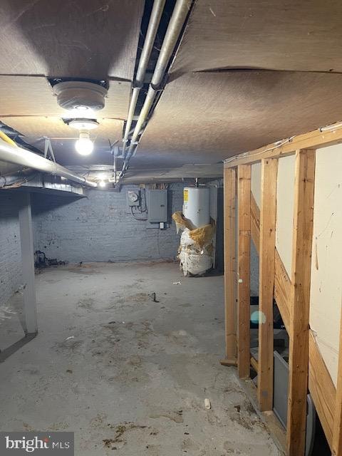 basement with water heater