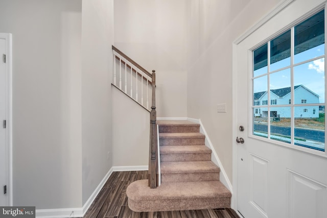 foyer featuring dark wood-type flooring