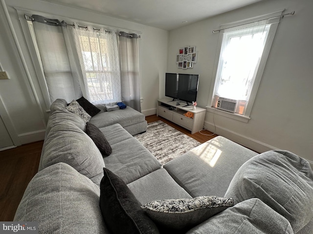 living room with hardwood / wood-style floors