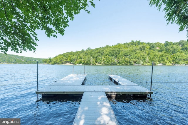 view of dock featuring a water view