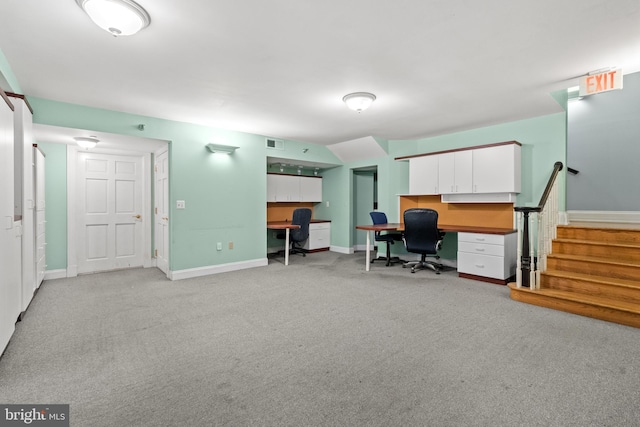 view of carpeted office space