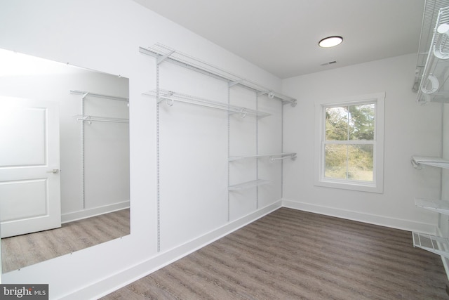 spacious closet featuring hardwood / wood-style floors