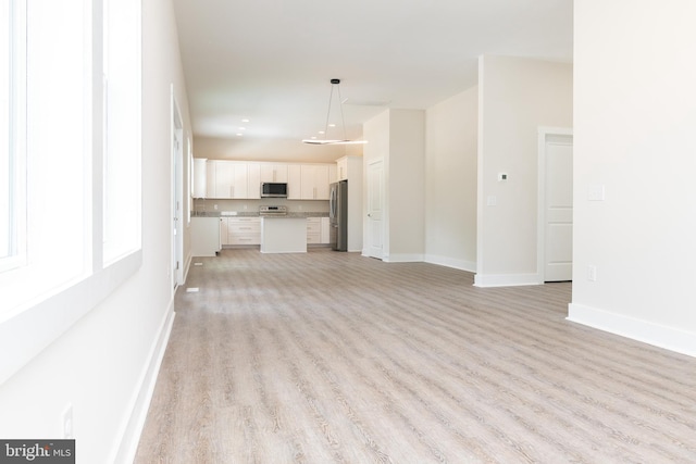 unfurnished living room with light hardwood / wood-style floors