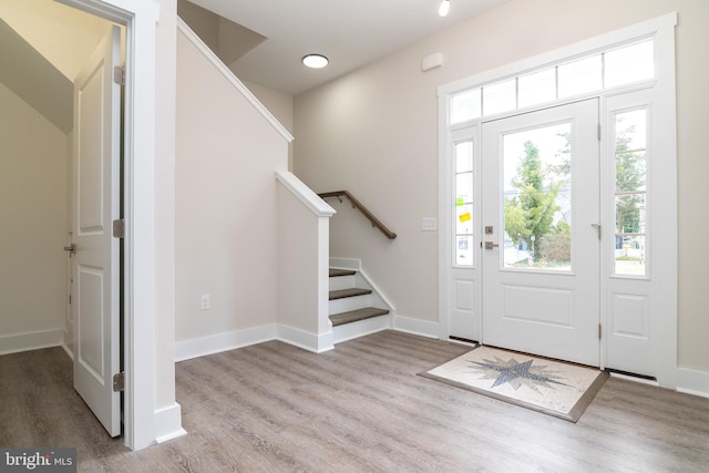 foyer featuring hardwood / wood-style floors