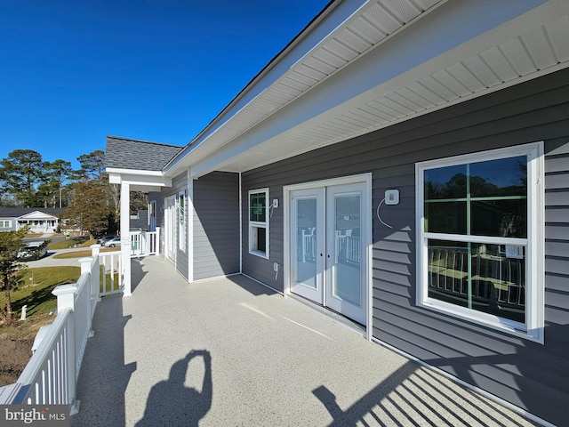 view of patio featuring french doors