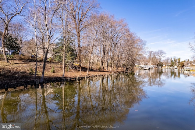 view of dock featuring a water view