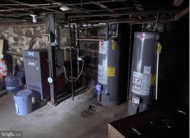 utility room with gas water heater