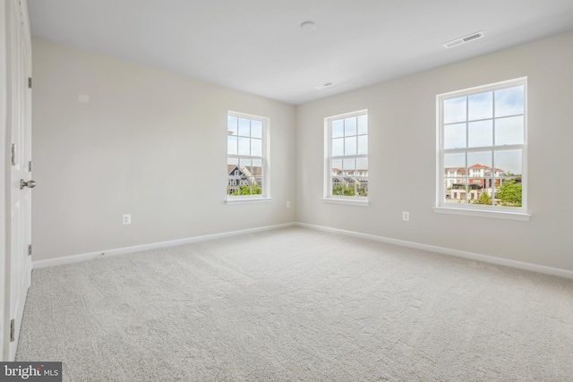 carpeted spare room featuring a wealth of natural light