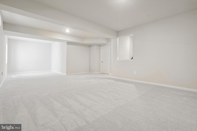 basement featuring carpet flooring