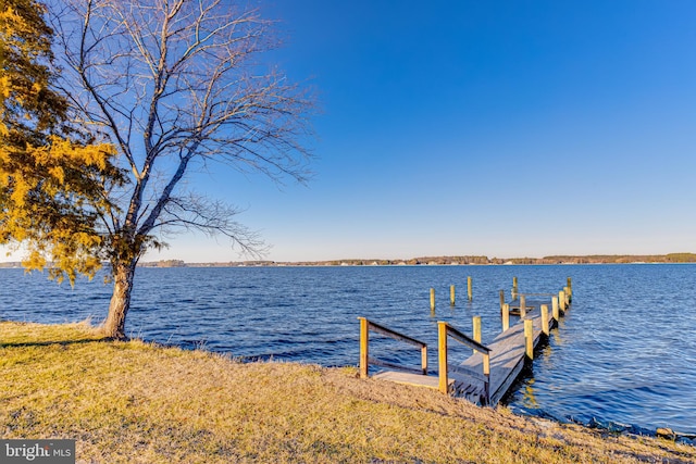 view of dock featuring a water view