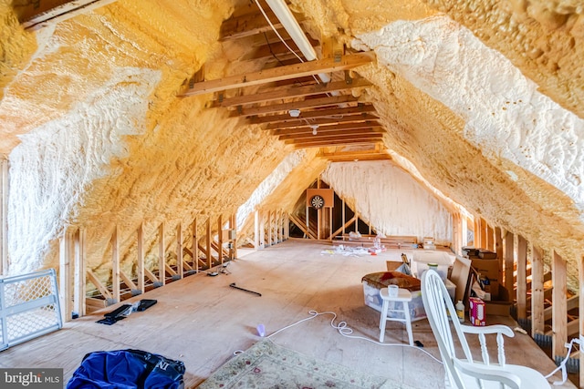 view of unfinished attic