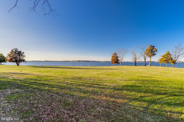 view of yard with a water view