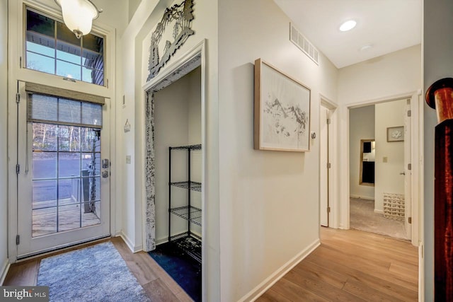 foyer with wood-type flooring