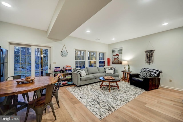 living room featuring light hardwood / wood-style flooring