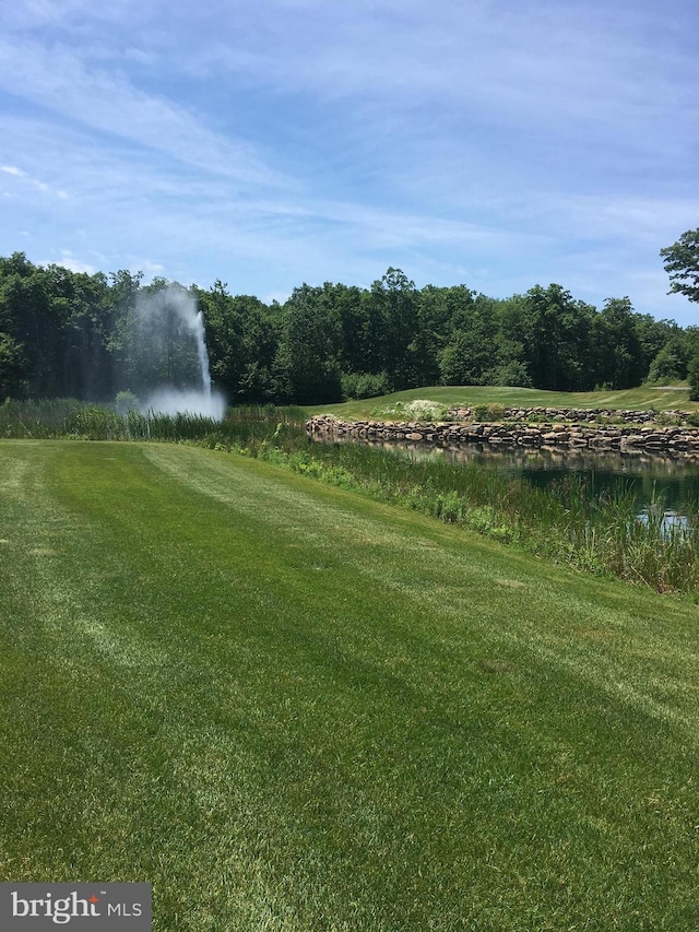 view of yard with a water view