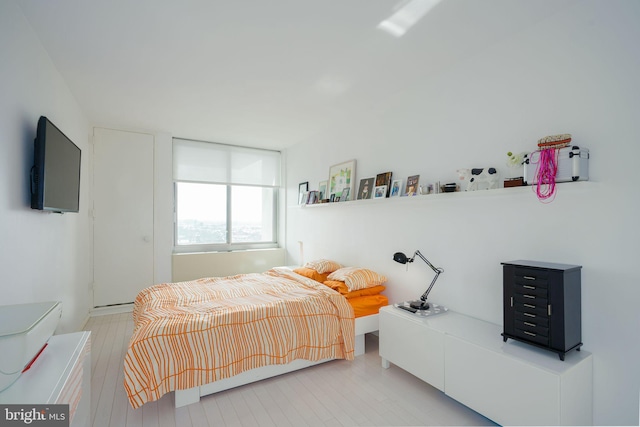 bedroom with light hardwood / wood-style floors