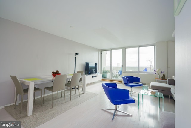 living room with light hardwood / wood-style floors