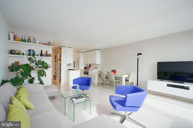 living room with light hardwood / wood-style flooring