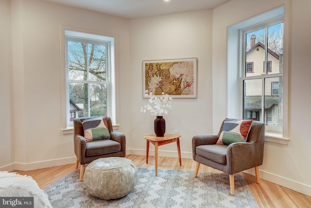 living area with light wood-type flooring