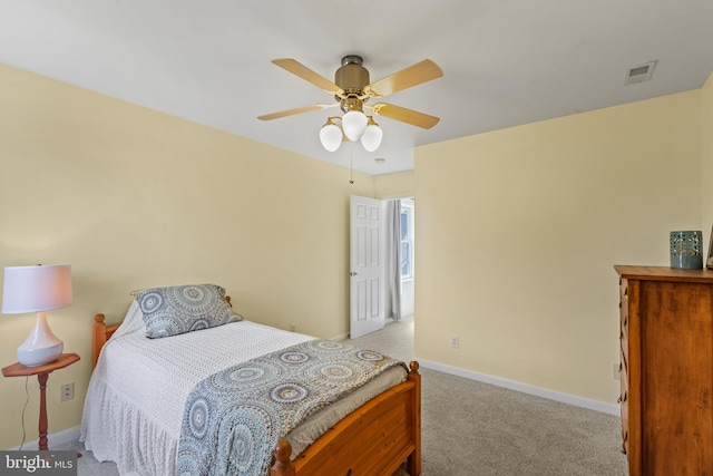 bedroom featuring carpet and ceiling fan