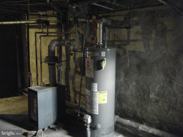 utility room featuring gas water heater