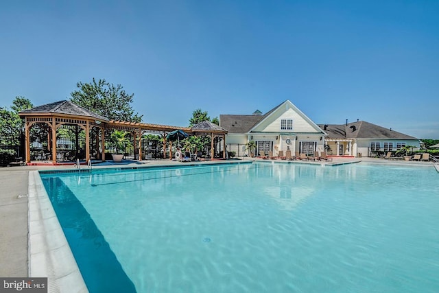 view of pool featuring a gazebo