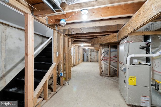 basement featuring heating utilities