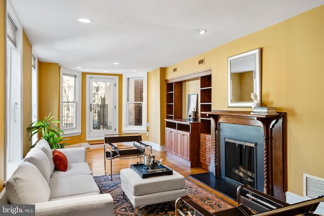 living room featuring light hardwood / wood-style floors