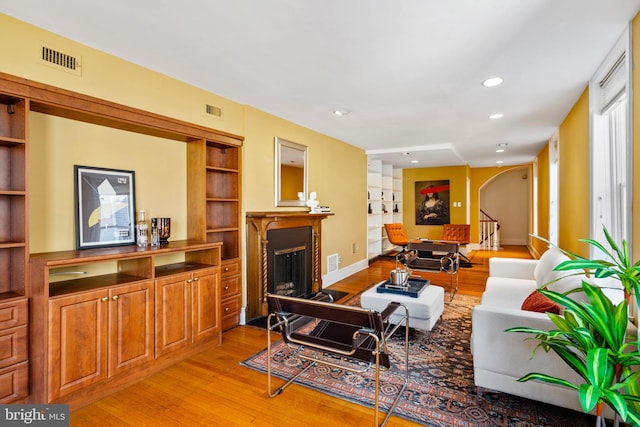 living room featuring light hardwood / wood-style floors