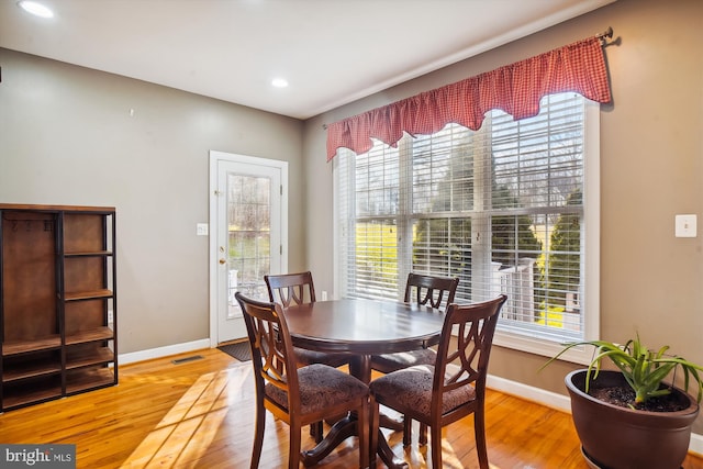 dining area featuring light hardwood / wood-style flooring