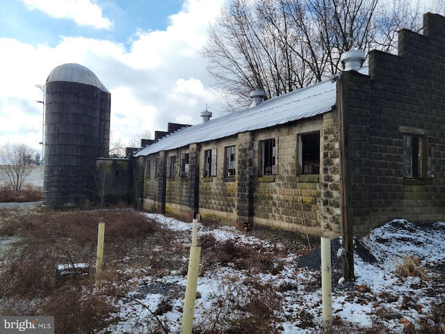 view of snow covered exterior