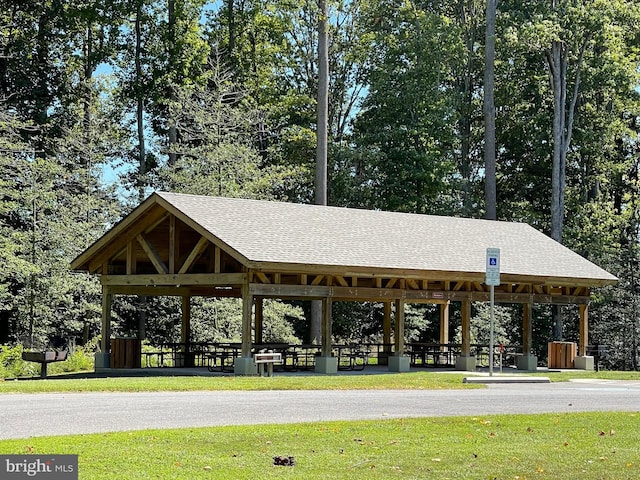 view of nearby features with a yard and a gazebo