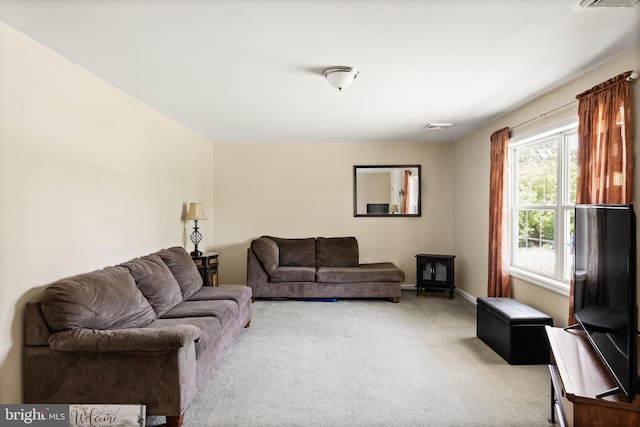 living room featuring carpet flooring