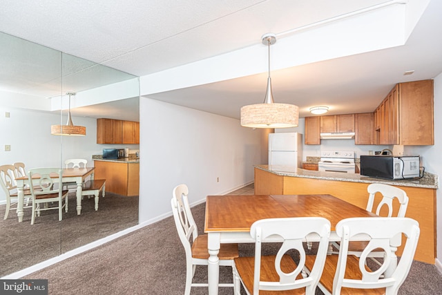 view of carpeted dining area