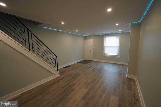 interior space featuring dark hardwood / wood-style floors