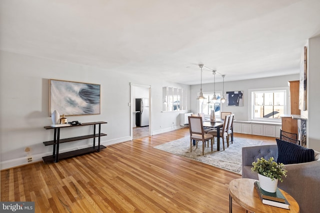 interior space with light hardwood / wood-style floors