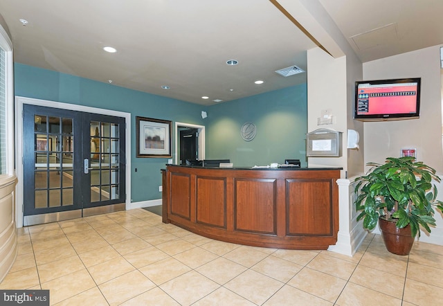 reception area featuring french doors