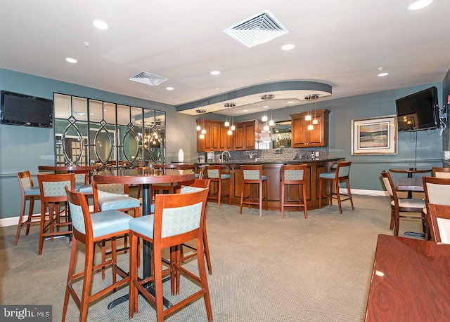 view of carpeted dining room