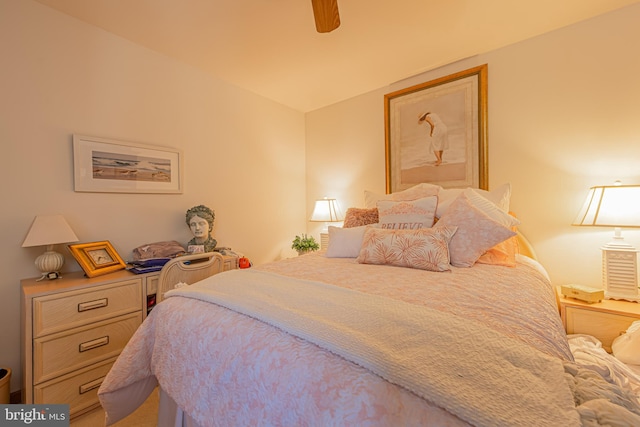 bedroom featuring ceiling fan