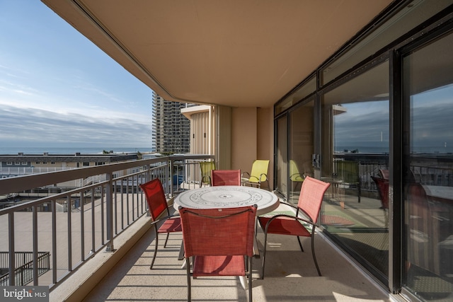 balcony with a water view