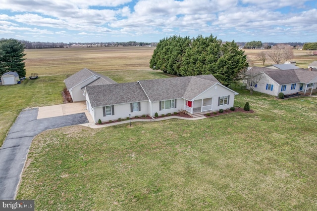 drone / aerial view with a rural view