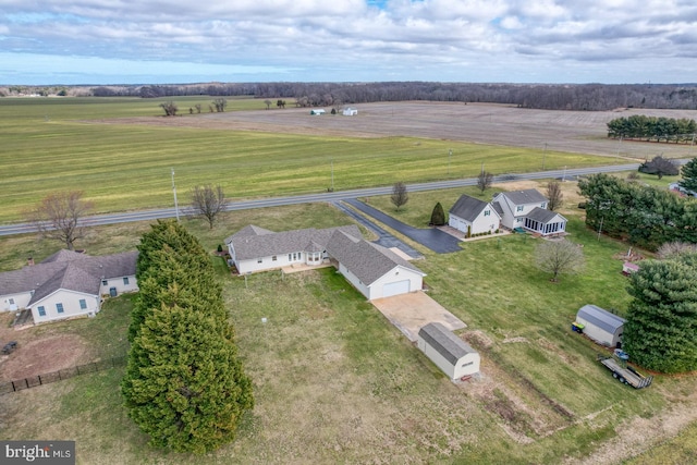 drone / aerial view with a rural view