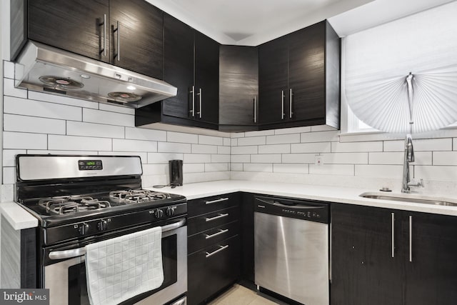 kitchen featuring backsplash, sink, and stainless steel appliances